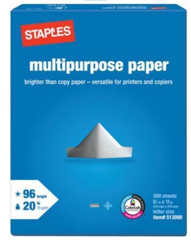 Staples® Multipurpose Paper, 8 1/2&#034; x 11&#034;, 10 Ream (5,000 pieces)