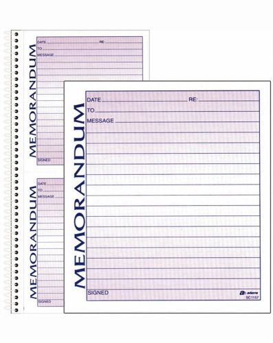 Spiral memo book 5.5 x 11 part carbonless memos per page 50 sc1157 for sale