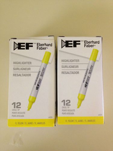 New  4 Sharpie Highlighters Smear Guard Chisel Tip Fluorescent Yellow color