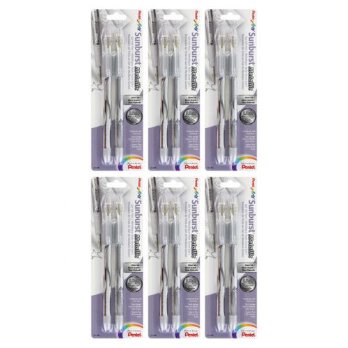 Pentel Arts Sunburst Metallic Gel Pens, Medium Point, Silver Ink, 12 Pens(K908BP