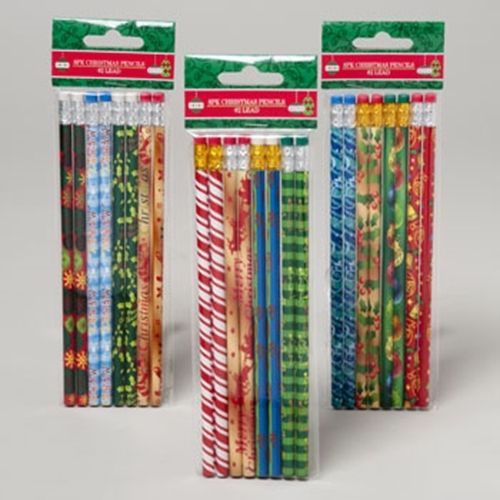 PENCILS 8CT CHRISTMAS 3AST/4 DESIGNS PER PACK, Case of 48