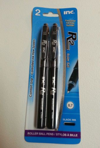 NEW  Rollerball Pens 0.7 mm Black Ink, Pkg of 2 Inc. R-2 Comfort-Grip smooth usa