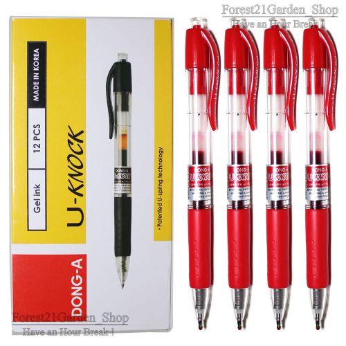 x12pcs Dong-A U-Knock Gel Ink Red 0.7mm Rollerball Pen 12pcs
