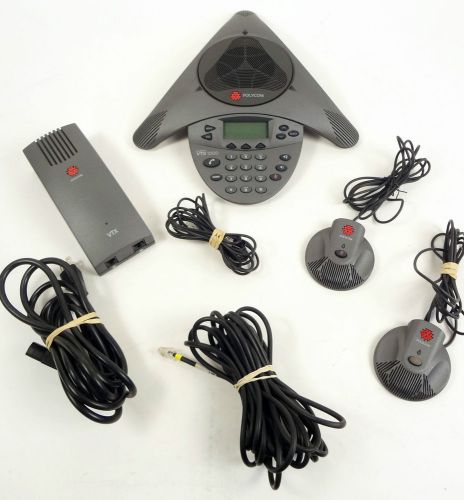 Polycom VTX1000 2201-07142-001 Conference Phone w Power Module 2 Mics and Cables