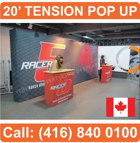 20&#039; WIDE Tradeshow PRO TENSION Pop-Up Booth Display Banner Stand + FREE GRAPHICS