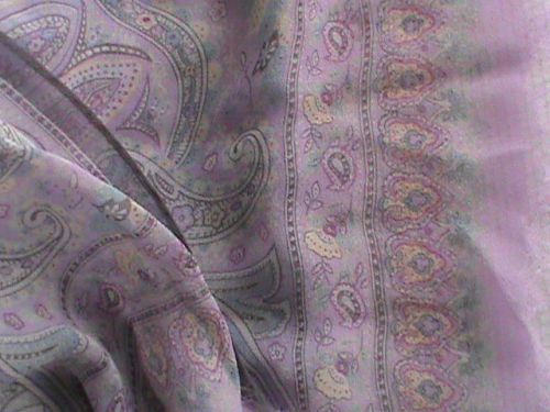 Silk chiffon oblong scarf 19&#034; x 66&#034; violet blue raspberry paisley ColdwaterCreek