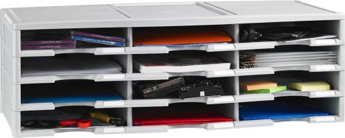 NEW Storex 12-Compartment Literature Organizer/Document Sorter, Grey (61601U01C)