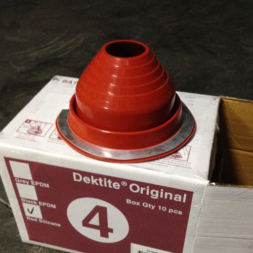 No 4 SILICONE Hi-Temperature Pipe Flashing Boot by Dektite for Metal Roofing