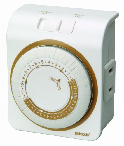 Woods 50000 indoor 2-prong plug 24-hour mechanical outlet timer for sale