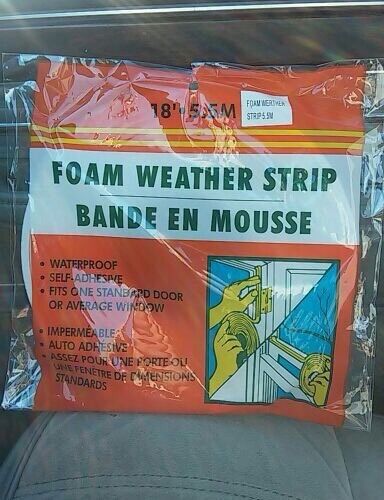 1 PKGS OF FOAM WEATHER STRIP PACKAGES 18 FEET IN EACH 5.5M SELF ADHESIVE NEW