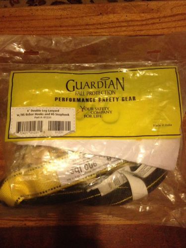 Guardian 01231 6&#039; double leg shock absorbing lanyard with rebar hooks for sale