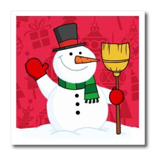 3dRose ht_61082_2 Snowman with Christmas Background Iron on Heat Transfer for Wh
