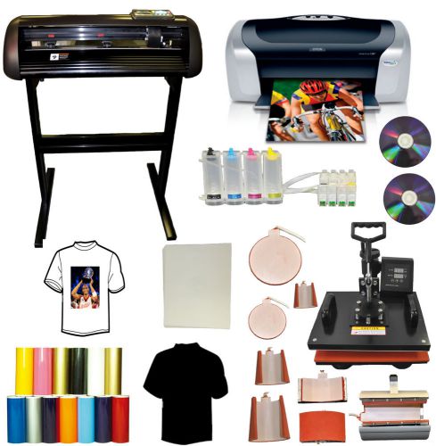 8in1 Heat Press,24&#034; METAL Vinyl Cutter Plotter,Printer,CISS,Transfer PU,Tshirts