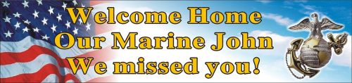 2ftX8ft Personalized Welcome Home US Marine Corps Banner Sign Poster (w/Logo)