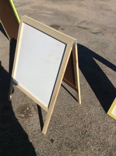 Sidewalk sign dry erase white board natural hardwood frame 24&#034; x 39&#034; display for sale