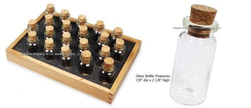 1 wood display tray 20 1 1/2&#034; bottles jars gems specimen gold nuggets sample for sale