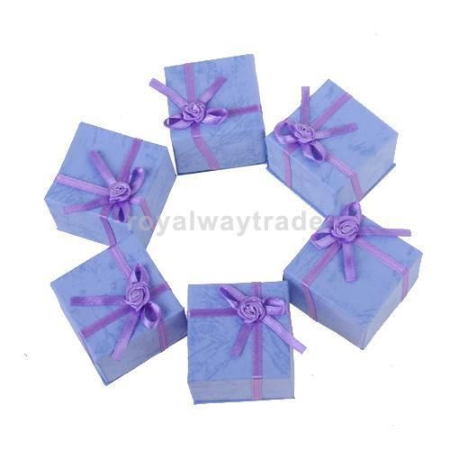 24x Square Gift Case Jewelry Earing Ring Necklace Present Box -Purple-40x40x29mm