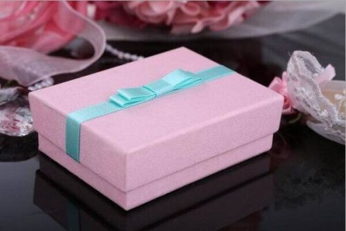 Jewelry Ring Earrings Pink Cotton Filled Present Gift Boxes Case Box