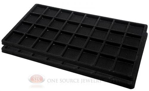 2 Black Insert Tray Liners W/ 32 Compartments Drawer Organizer Jewelry Displays