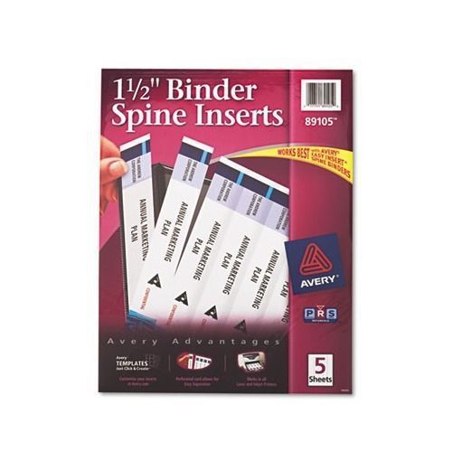 Avery Custom Binder Spine Inserts 1 1/2&#034; 1.5&#034; Package includes 5 SHEETS AVE89105