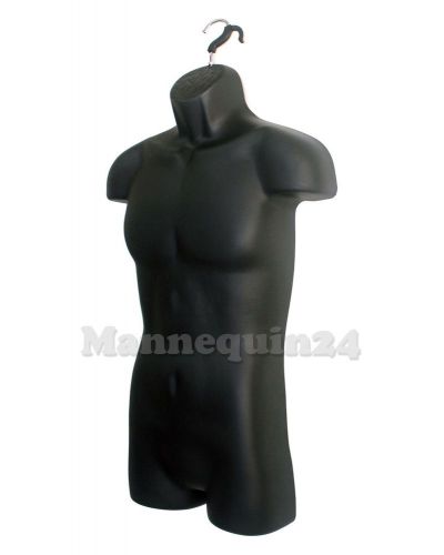 MALE MANNEQUIN BODY FORM ( Hard Plastic / BLACK) with Hook for HANGING PANTS