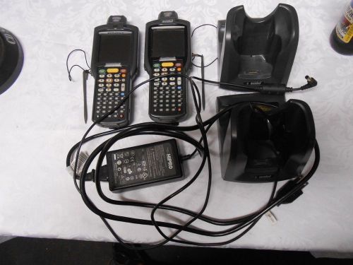 Two symbol motorola mc3000 wireless laser barcode scanners with 1 cradle for sale