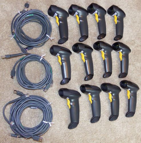 Lot 12 motorola symbol black ls2208 bar code scanners with usb cable refurbished for sale