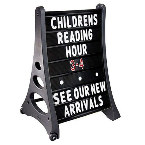 24 x 36&#034; Quick-Load Changeable Message Board Rolling Sidewalk Curb Sign, Black