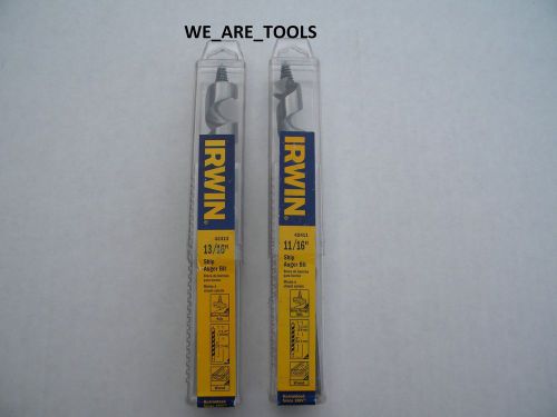 New 2 pc irwin 7-1/2&#034; ship auger drill bit set wood boring 11/16&#034; , 13/16&#034; nail for sale