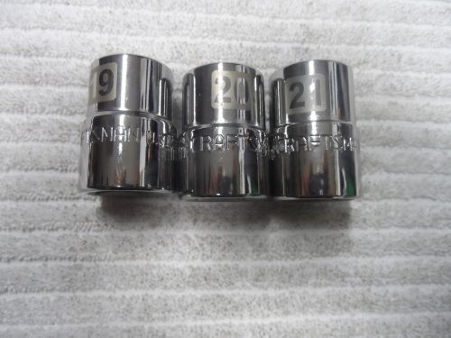 Craftsman 3/4 Drive Metric MM 12 pt USA Socket Set, 3pcs - 19mm, 20mm, 21mm