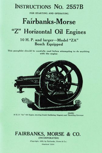 Fairbanks Morse Z A Gas Oil engine motor 10hp Bosch Magneto Hit Miss Manual Book