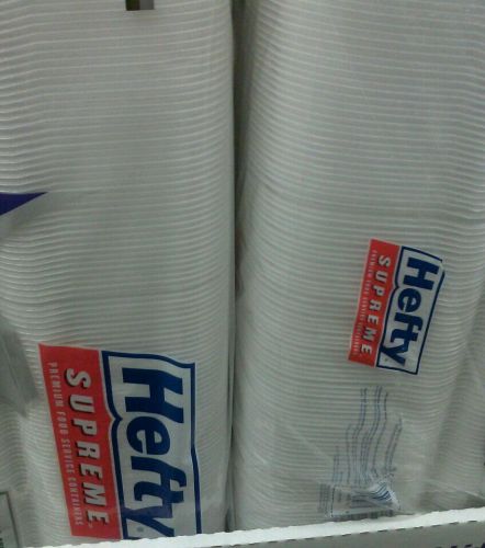 Lot of 500 -Hefty CARRYOUT Foam  2 x 250 Ct. Ea Hinged -VALUE Pks  Containers