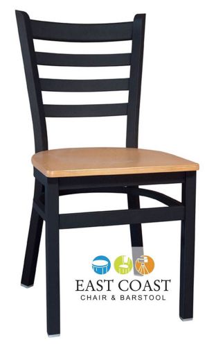 New Gladiator Ladder Back Metal Restaurant Chair with Natural Wood Seat