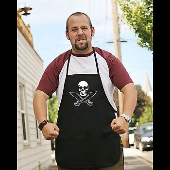 Buccaneer black grilling kitchen apron pirate punk cook chef skull swords death for sale