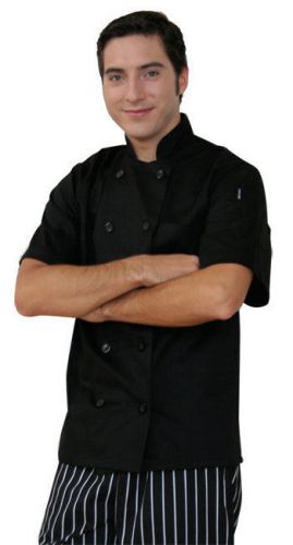 Dickies Chef Donatello 10 Button Black Short Sleeve Coat Sz XL NWT