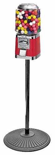 Commercial classic gumball/candy vending machine on iron pipe stand for sale