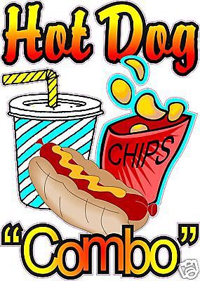 Hot Dog Combo Restaurant Concession Food Truck Cart Stand Vinyl Sign Decal 24&#034;