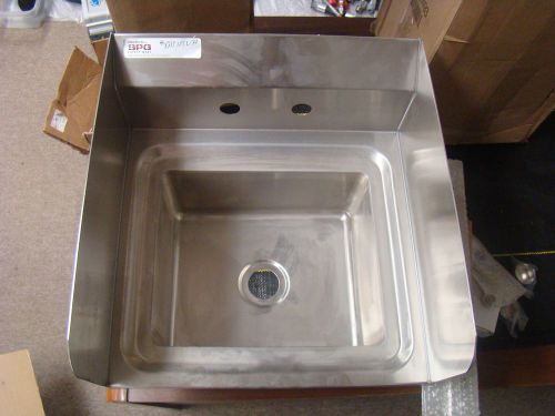 Stainless Steel Wall Sink w/ Side Splashes Faucet &amp; Drain NSF  EHS-1RL-WH