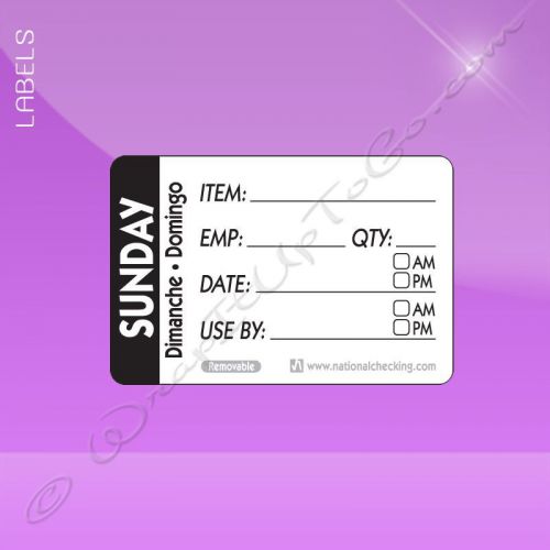 2 X 3 Trilingual Item/Date/Use By Removable Label – Sunday