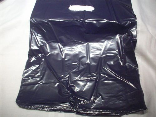 100 Pcs. 12x15 Plastic Merchandise Bags Die Cut Handle Navy Blue Premium Glossy