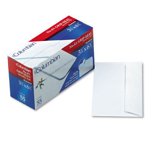 Grip-Seal Security Tint Business Envelopes, Side Seam, #6-3/4,White Wove, 55/Box