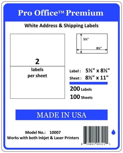 Po07 pro office self-adhesive shipping labels 8.5&#034; x 5.5&#034; avery 5165 paypal usps for sale