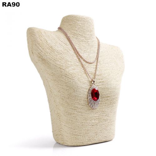 Mannequin Necklace Jewelry Display Bust Holder Rack Beige RA90