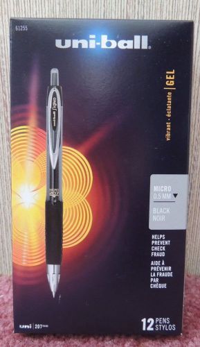 Uni-ball Retractable Gel Pens, Micro Point, Black, Box of 12 (61255), NEW