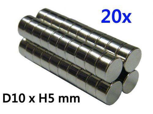 20pcs super strong neodymium rare earth magnet n38 disc 10 mm dia. x 5 mm thick for sale