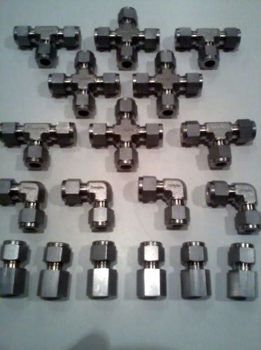 Brand new! 18 pc. lot of swagelok stainless steel fittings (lot #9) for sale