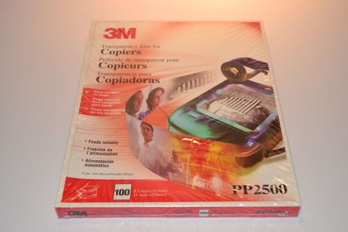 3M PP2500 Transparency Film for Copiers 8.5&#034; x 11&#034; Box with 100 Sheets New