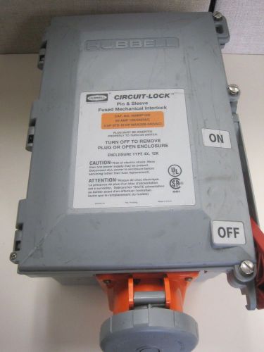 Hubbell hbl460mif12w fused circuit-lock interlock device, 3p4w, 60a, 125/250v for sale