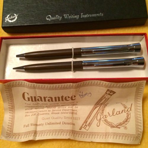 GARLAND PEN AND PENCIL SET W/CORPORATE LOGO, UNUSED,  FREE SHIPPING