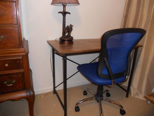 Desk - Wrought Iron with Laminate Top (Medium Wood Grain)